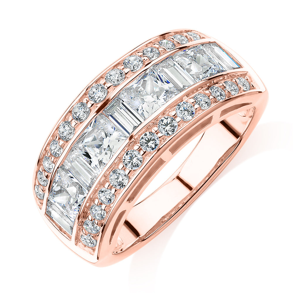 Dress ring with 2.7 carats* of diamond simulants in 10 carat rose gold - Image 4