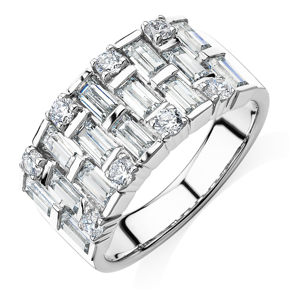 Dress ring with 2.44 carats* of diamond simulants in 10 carat white gold - Image 4