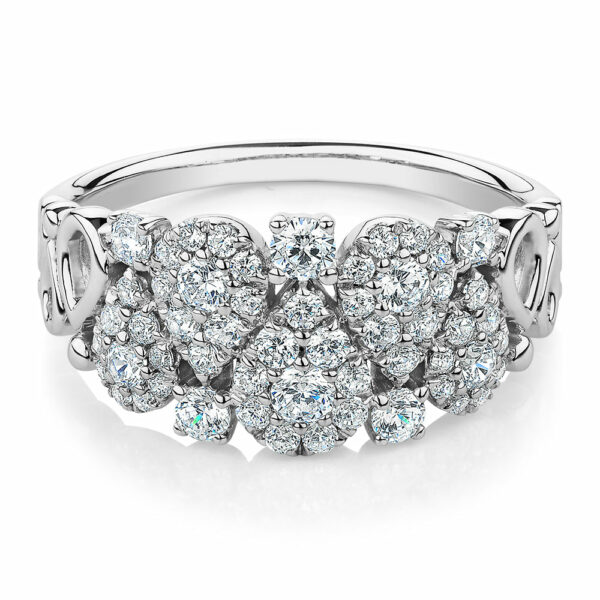 Celeste Dress ring with 0.96 carats* of diamond simulants in 10 carat white gold