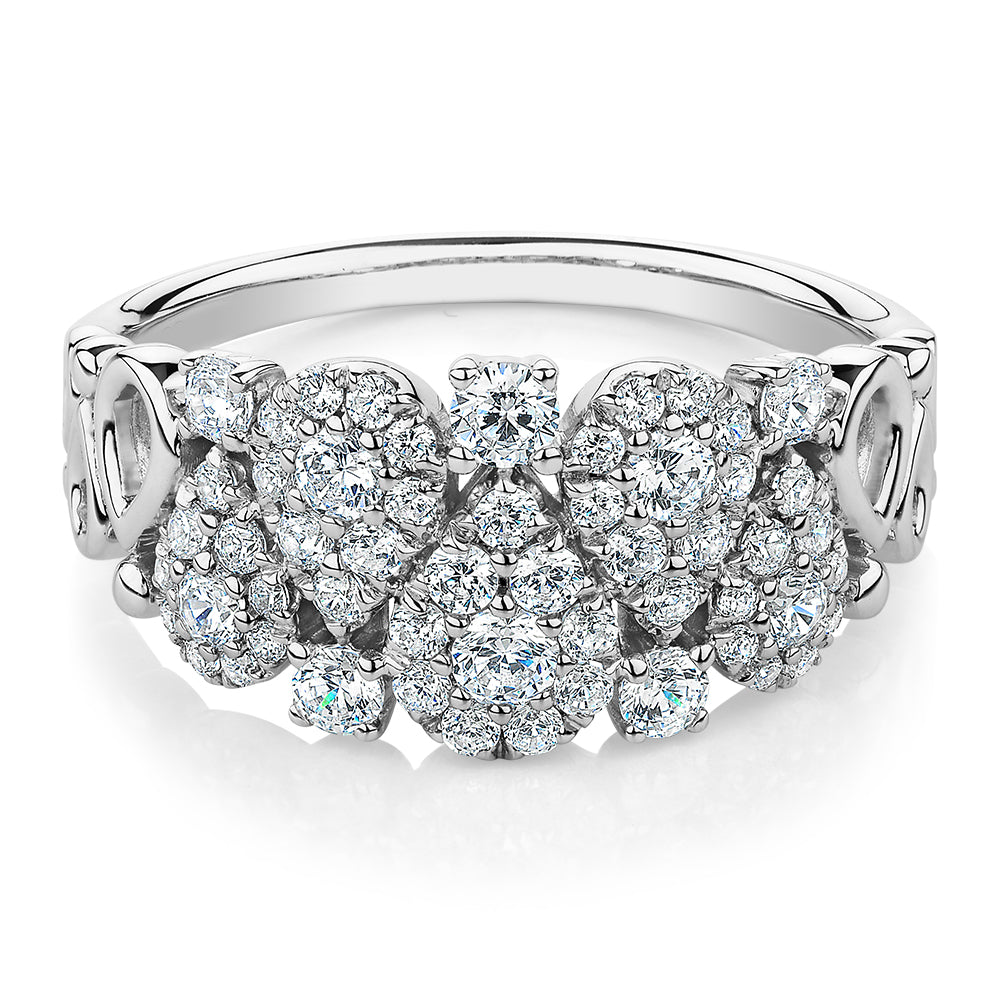 Celeste Dress ring with 0.96 carats* of diamond simulants in 10 carat white gold