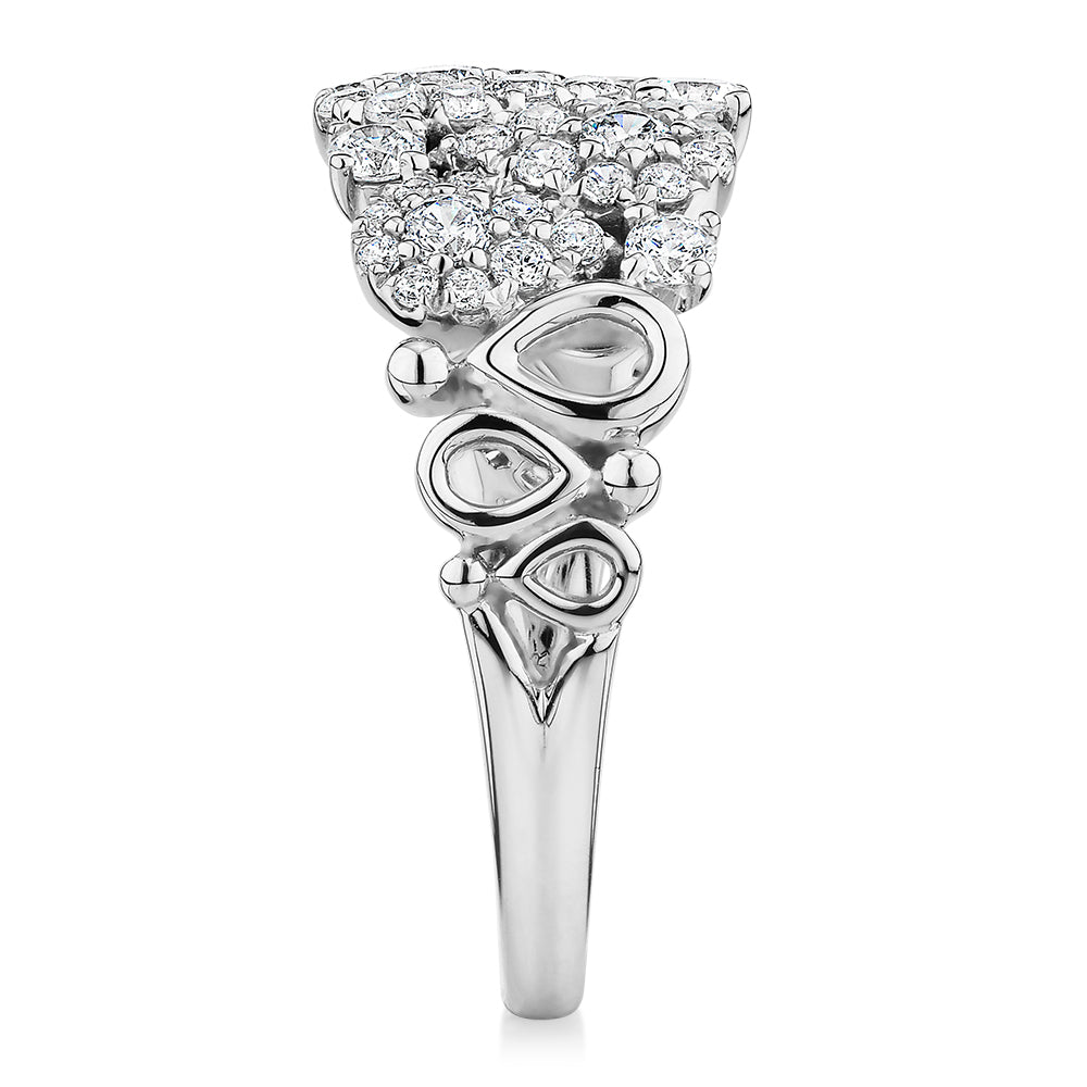 Celeste Dress ring with 0.96 carats* of diamond simulants in 10 carat white gold - Image 2