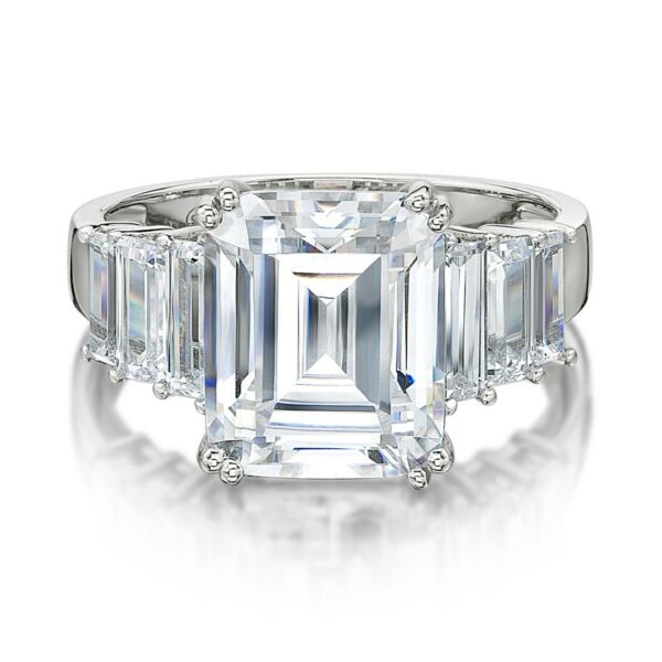 Dress ring with 6.97 carats* of diamond simulants in 10 carat white gold