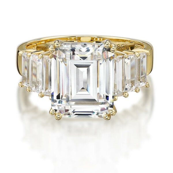 Dress ring with 6.97 carats* of diamond simulants in 10 carat yellow gold
