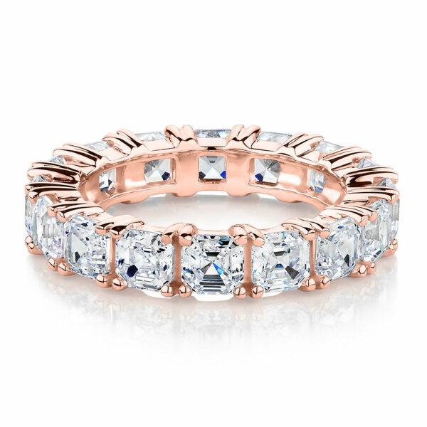 All-rounder eternity band with 5.46 carats* of diamond simulants in 10 carat rose gold