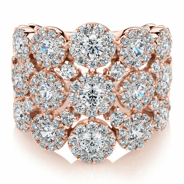 Celeste Dress ring with 2.86 carats* of diamond simulants in 10 carat rose gold