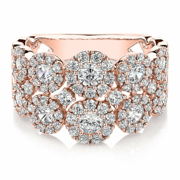 Celeste Dress ring with 1.87 carats* of diamond simulants in 10 carat rose gold
