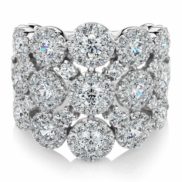 Celeste Dress ring with 2.86 carats* of diamond simulants in 10 carat white gold