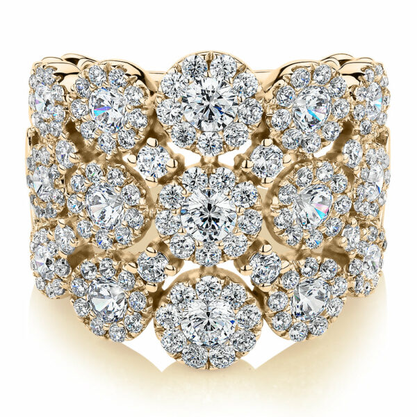 Celeste Dress ring with 2.86 carats* of diamond simulants in 10 carat yellow gold