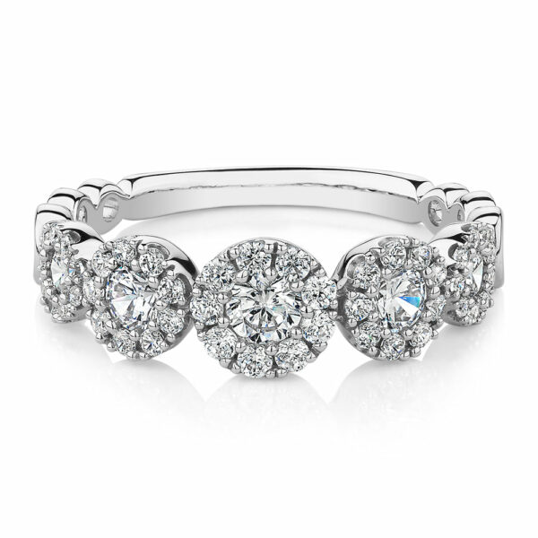 Celeste Dress ring with 0.89 carats* of diamond simulants in 10 carat white gold