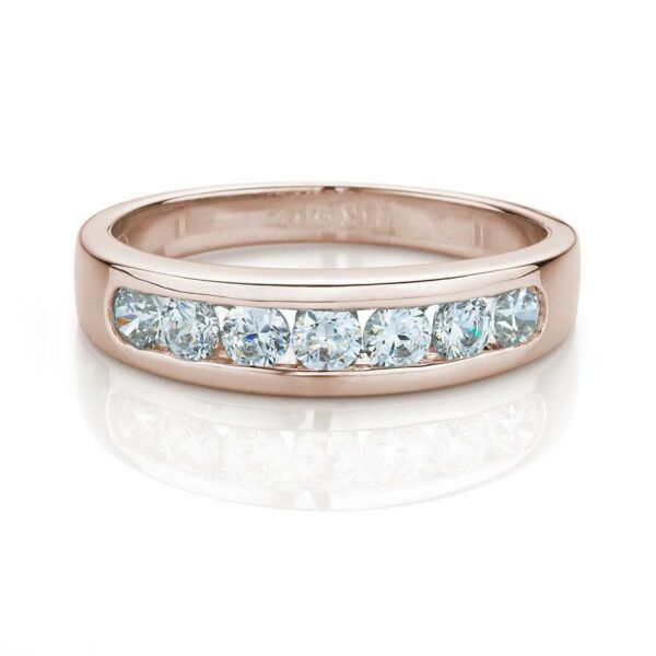 Wedding or eternity band with 0.56 carats* of diamond simulants in 14 carat rose gold