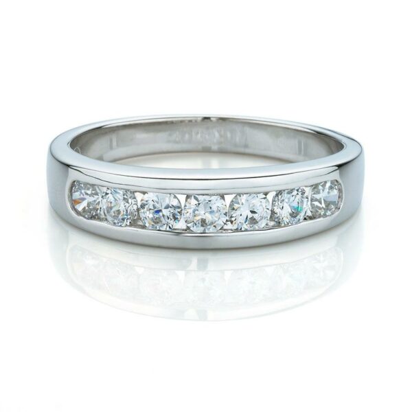 Wedding or eternity band with 0.56 carats* of diamond simulants in 14 carat white gold