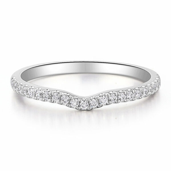 Round Brilliant curved wedding or eternity band in 14 carat white gold