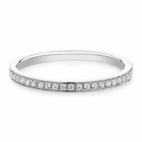 Round Brilliant wedding or eternity band in 14 carat white gold