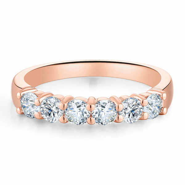 Wedding or eternity band with 0.84 carats* of diamond simulants in 14 carat rose gold