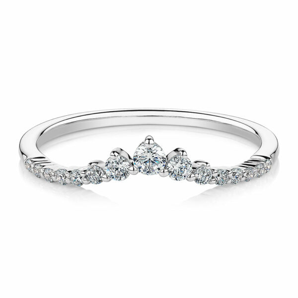 Round Brilliant curved wedding or eternity band in 10 carat white gold