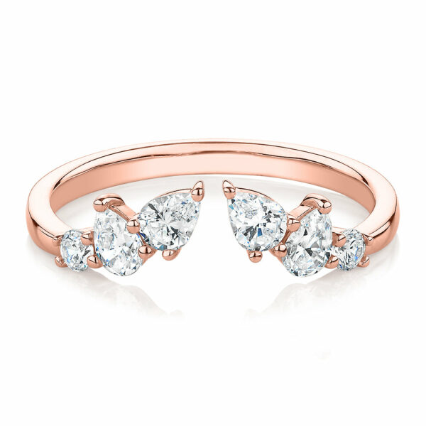 Pear curved wedding or eternity band with 0.92 carats* of diamond simulants in 10 carat rose gold