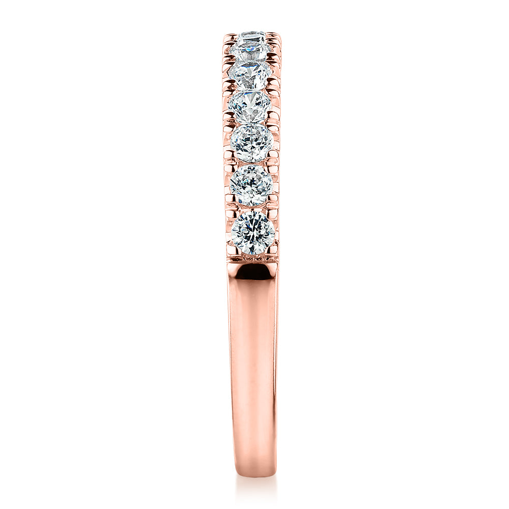 Wedding or eternity band with 0.39 carats* of diamond simulants in 10 carat rose gold - Image 2