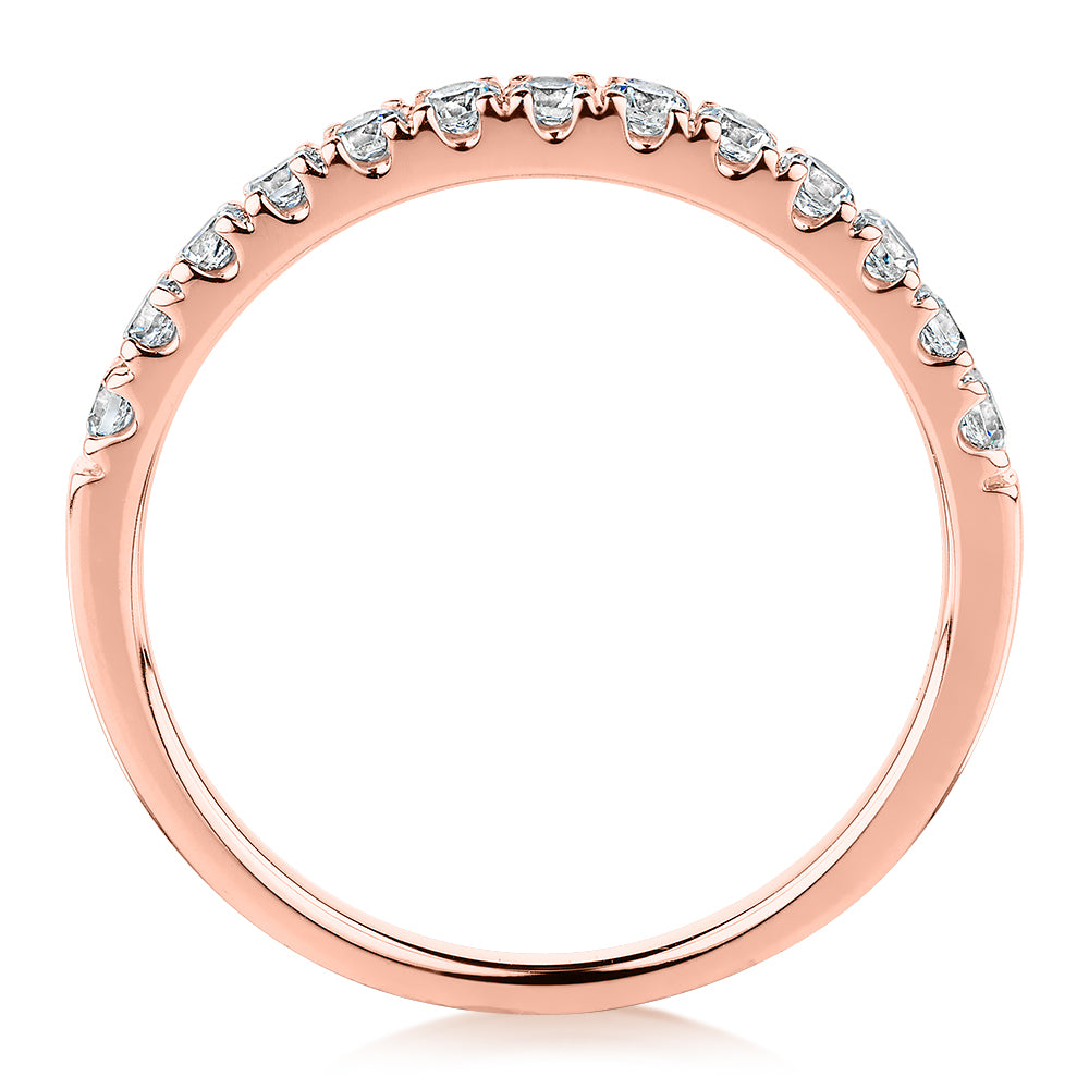 Wedding or eternity band with 0.39 carats* of diamond simulants in 10 carat rose gold - Image 3