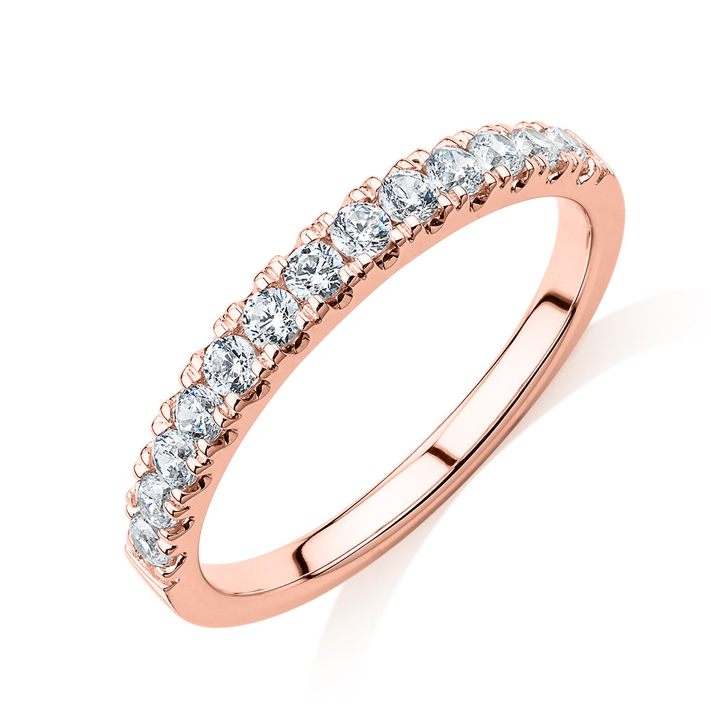 Wedding or eternity band with 0.39 carats* of diamond simulants in 10 carat rose gold - Image 4