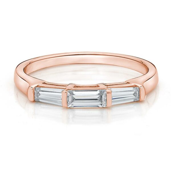 Wedding or eternity band with 0.66 carats* of diamond simulants in 14 carat rose gold