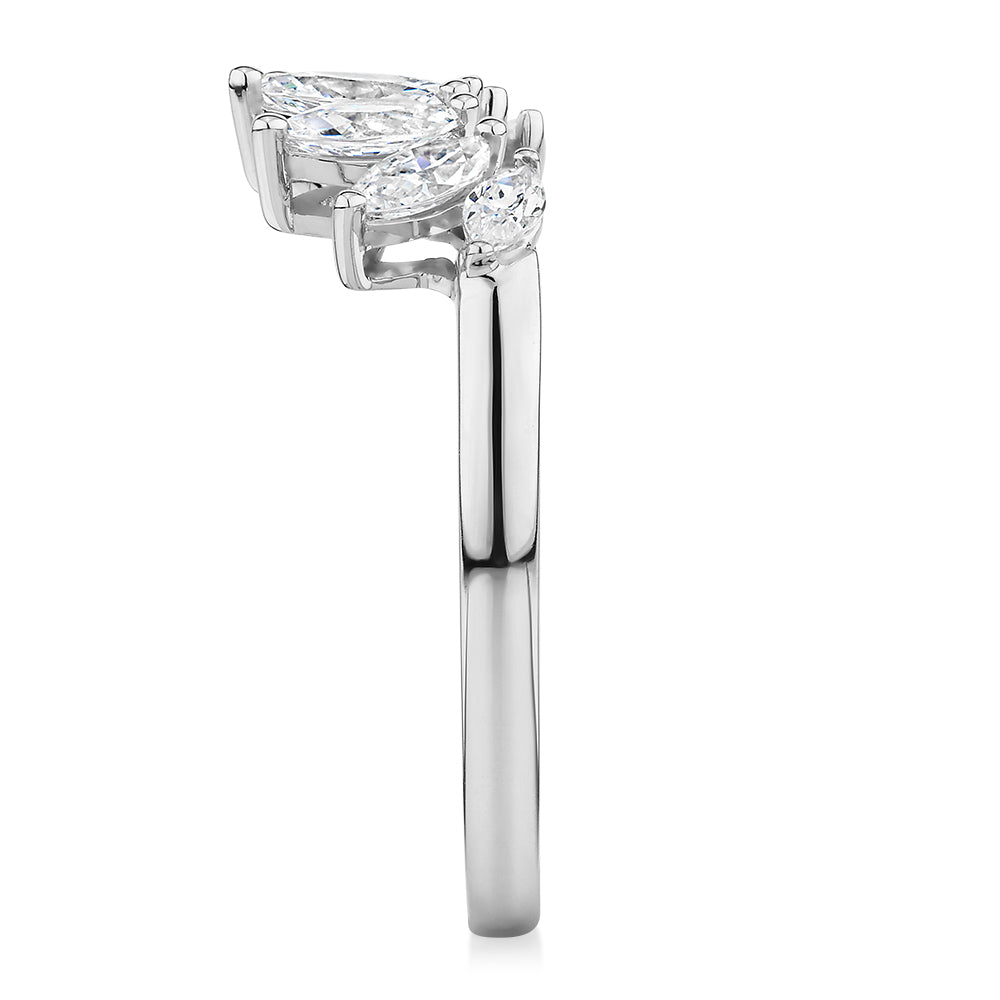 Curved wedding or eternity band with 0.48 carats* of diamond simulants in 14 carat white gold - Image 2