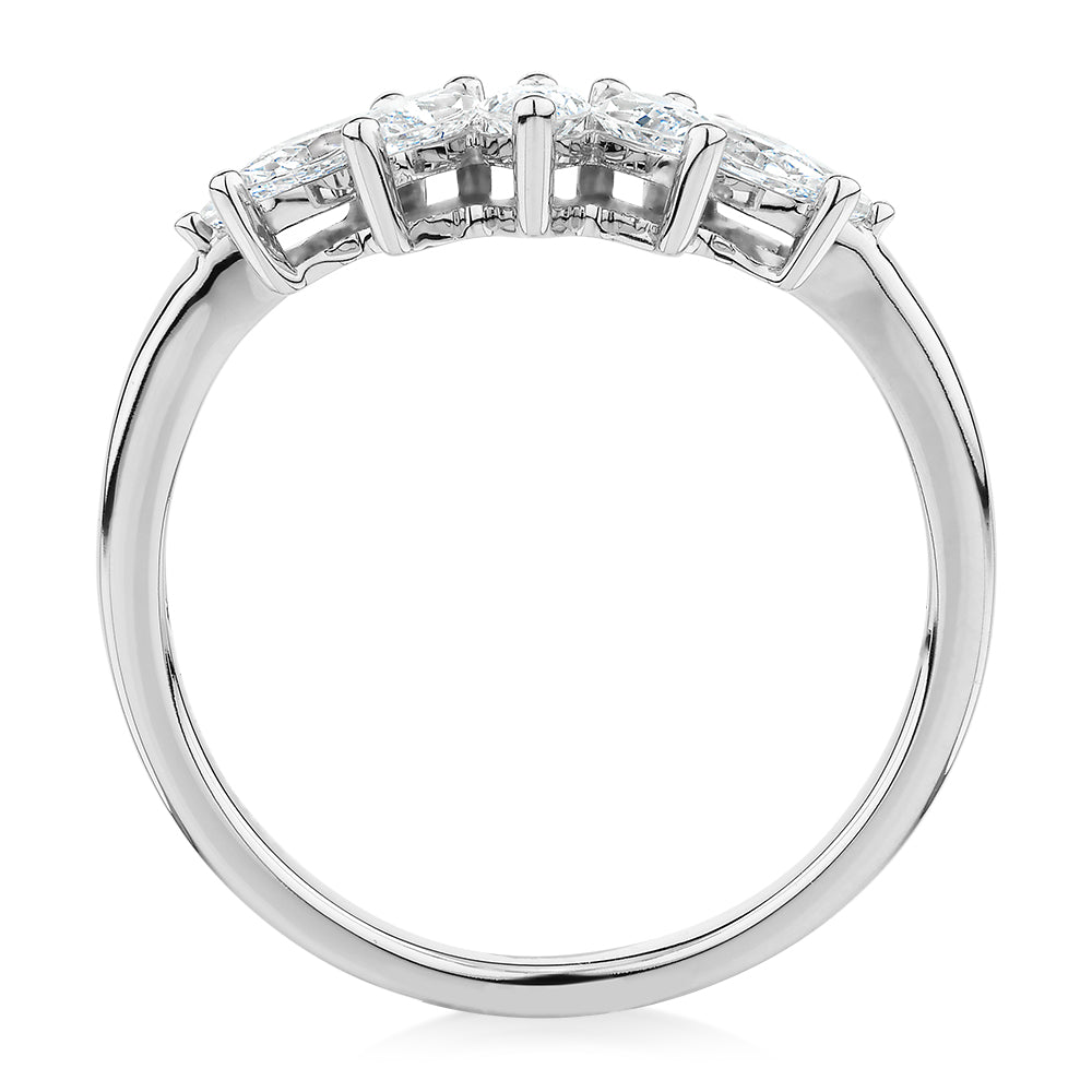 Curved wedding or eternity band with 0.48 carats* of diamond simulants in 14 carat white gold - Image 3