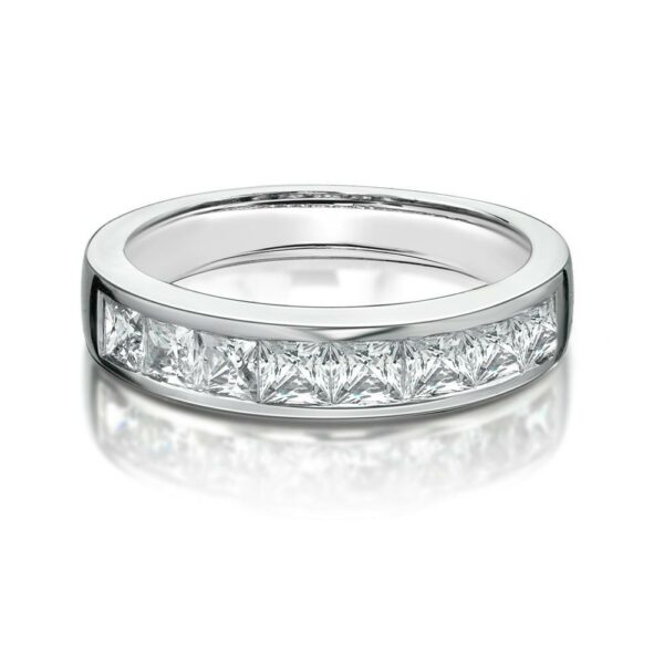 Wedding or eternity band with 1.44 carats* of diamond simulants in 14 carat white gold