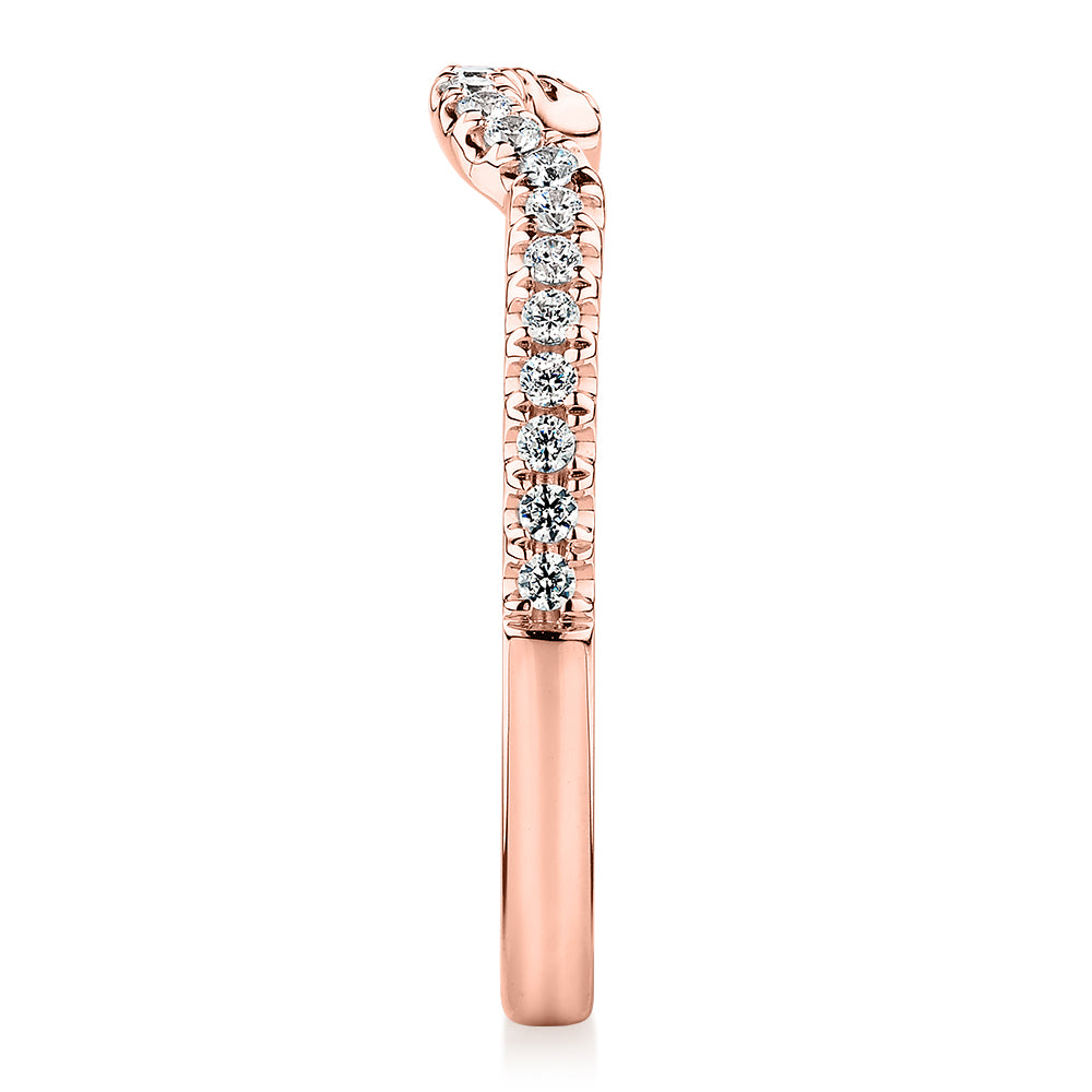 Curved wedding or eternity band in 10 carat rose gold - Image 2