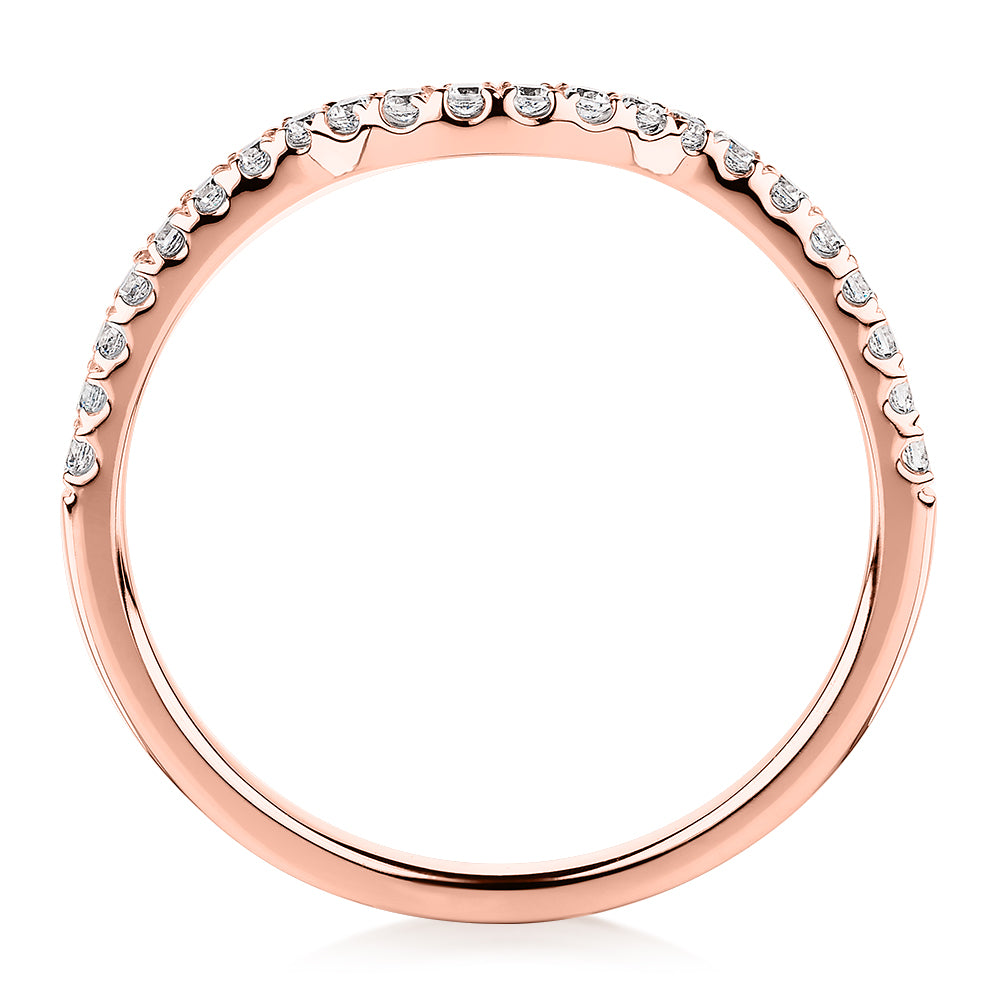 Curved wedding or eternity band in 10 carat rose gold - Image 3