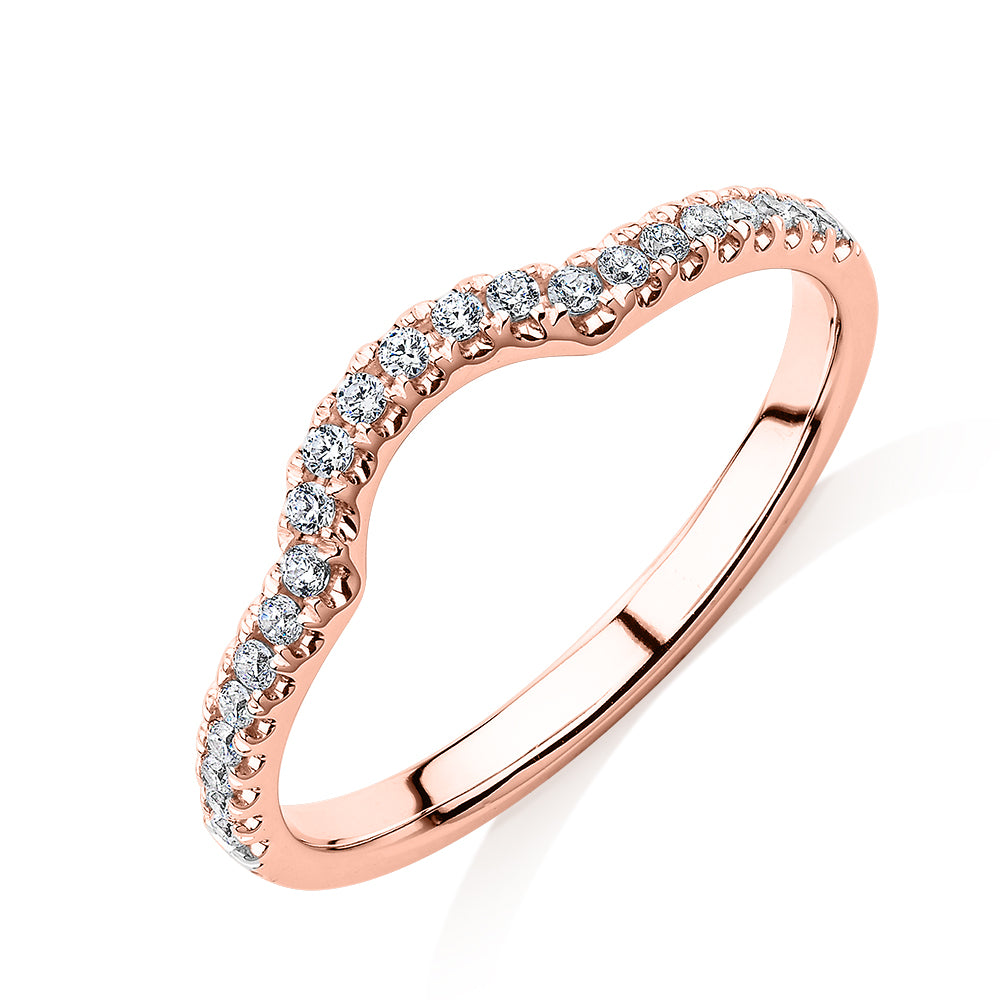 Curved wedding or eternity band in 10 carat rose gold - Image 4