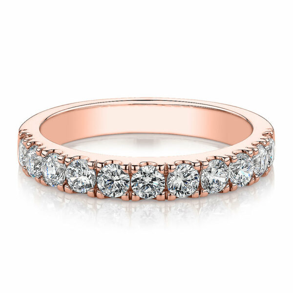 Wedding or eternity band with 0.88 carats* of diamond simulants in 14 carat rose gold