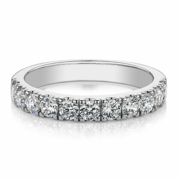 Wedding or eternity band with 0.88 carats* of diamond simulants in 14 carat white gold