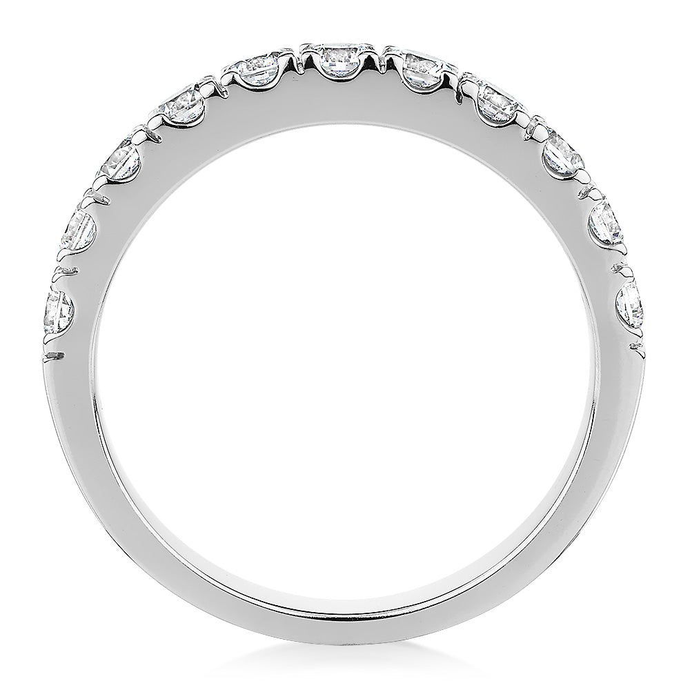 Wedding or eternity band with 0.88 carats* of diamond simulants in 14 carat white gold - Image 3