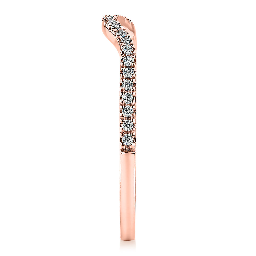 Curved wedding or eternity band in 14 carat rose gold - Image 2