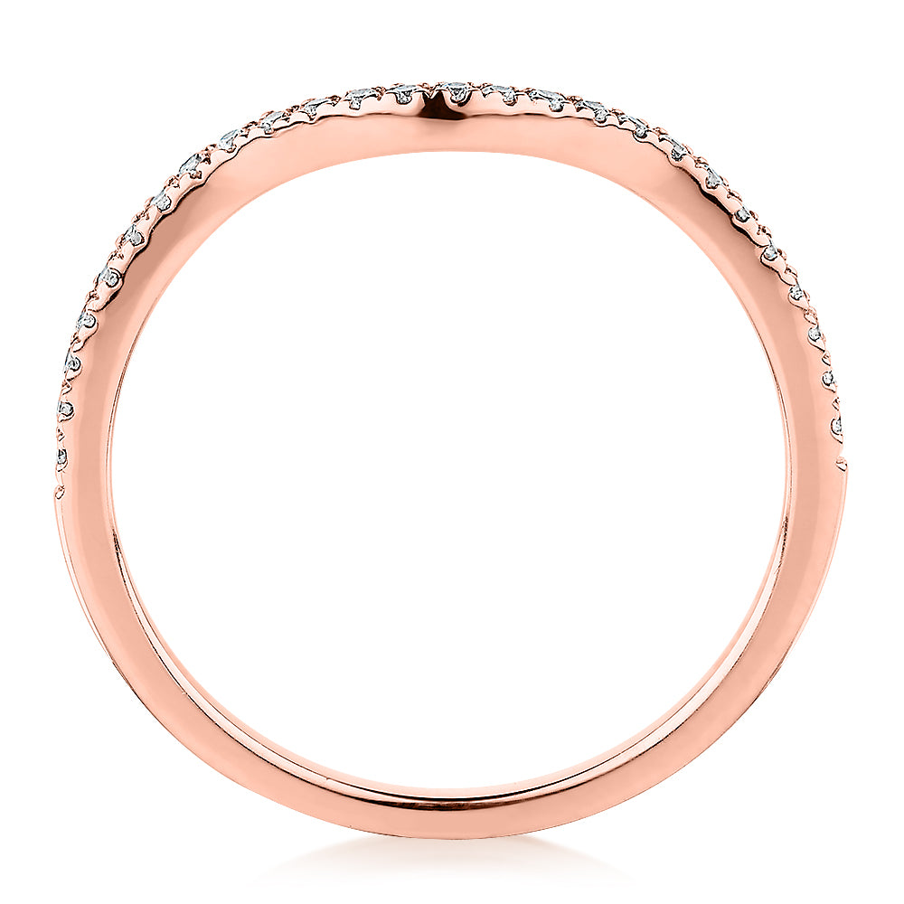 Curved wedding or eternity band in 14 carat rose gold - Image 3
