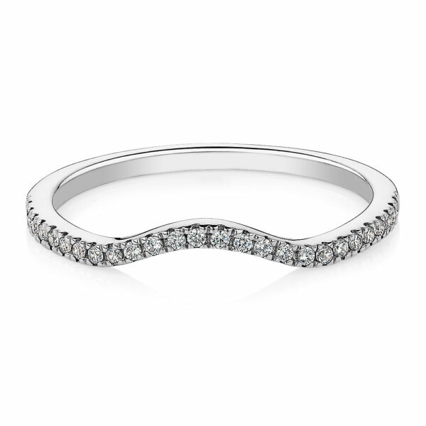 Curved wedding or eternity band in 14 carat white gold