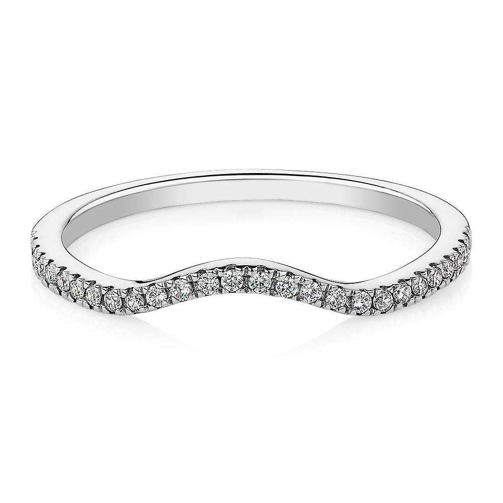 Curved wedding or eternity band in 14 carat white gold