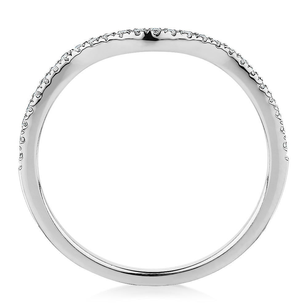 Curved wedding or eternity band in 14 carat white gold - Image 3