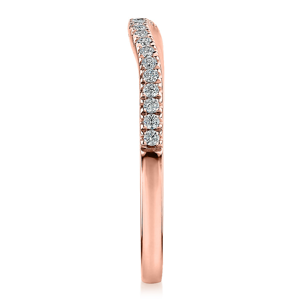 Curved wedding or eternity band in 14 carat rose gold - Image 2