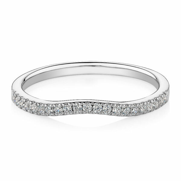 Curved wedding or eternity band in 14 carat white gold