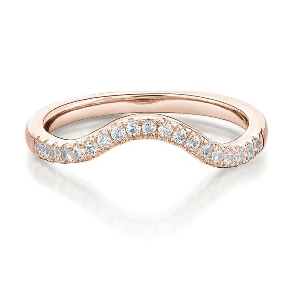 Curved wedding or eternity band in 14 carat rose gold