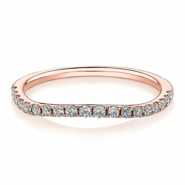 Curved wedding or eternity band in 10 carat rose gold