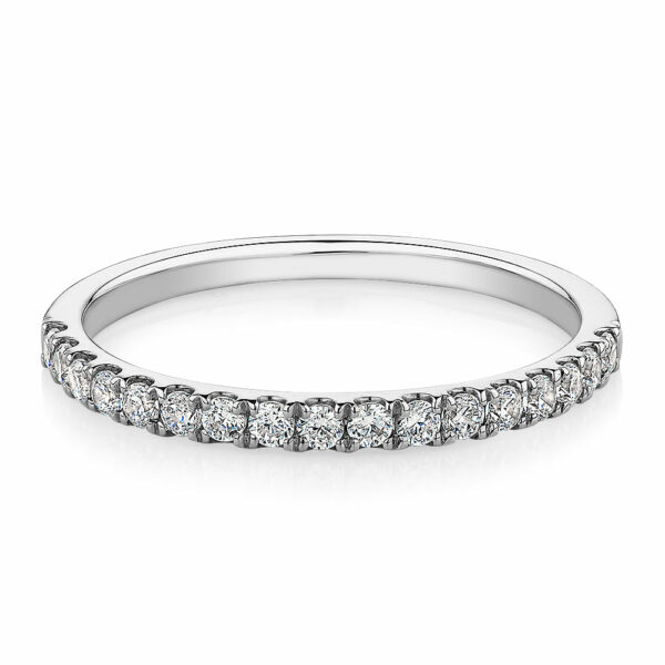 Wedding or eternity band with 0.25 carats* of diamond simulants in 10 carat white gold