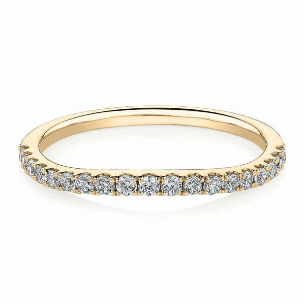 Curved wedding or eternity band in 10 carat yellow gold