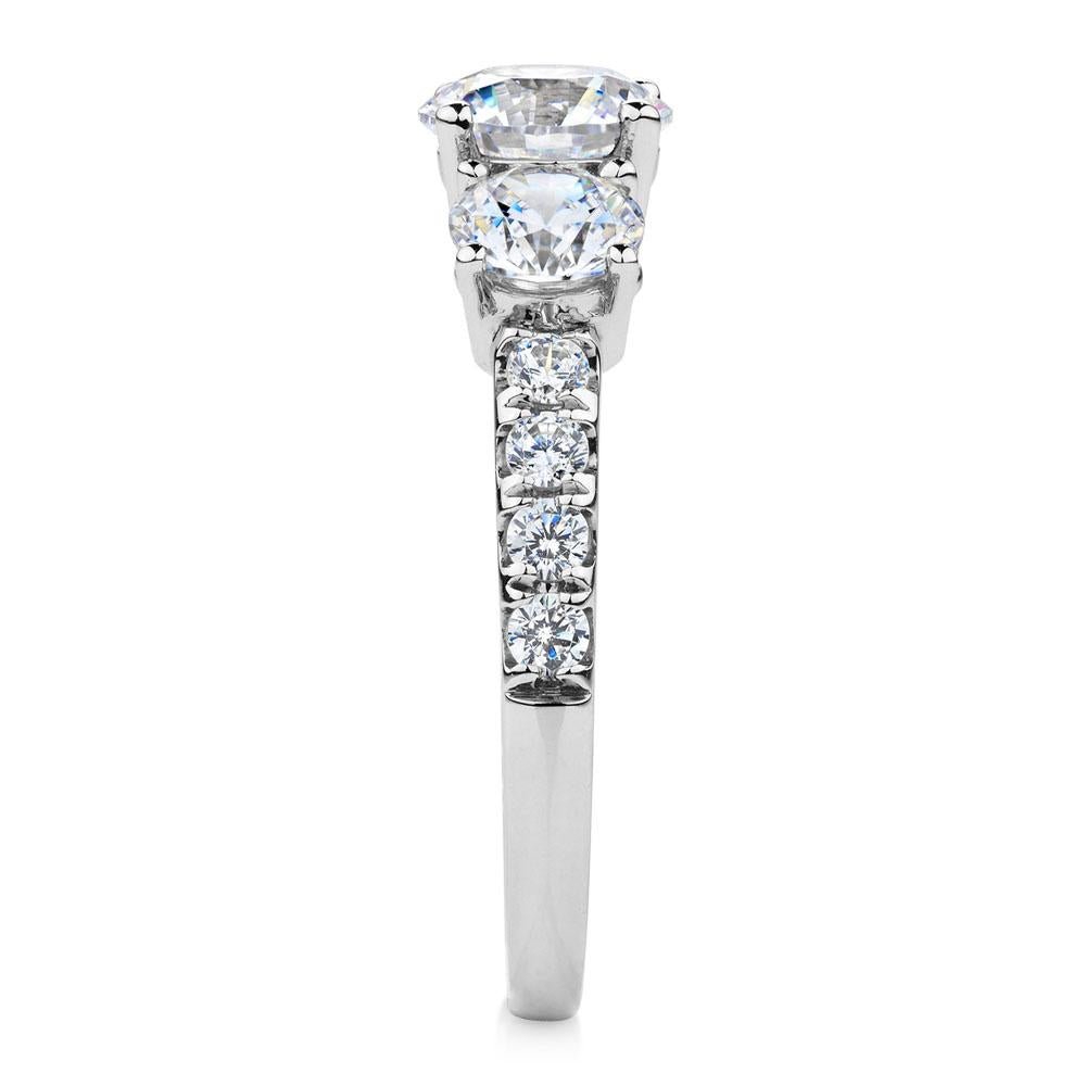 Three stone ring with 2.19 carats* of diamond simulants in 10 carat white gold - Image 2