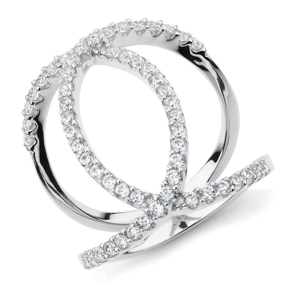 Dress ring with 0.84 carats* of diamond simulants in sterling silver - Image 4