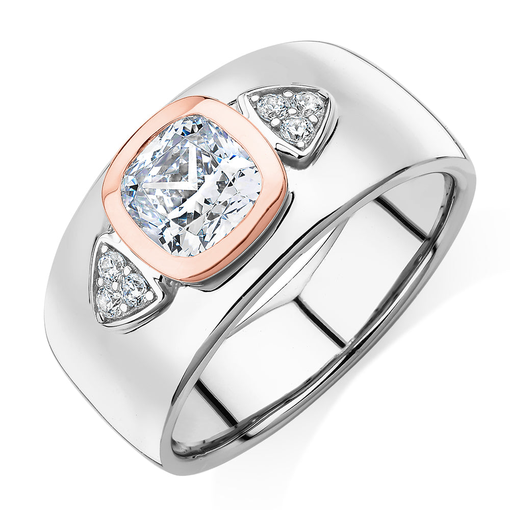 Synergy dress ring with 0.93 carats* of diamond simulants in 10 carat rose gold and sterling silver - Image 2
