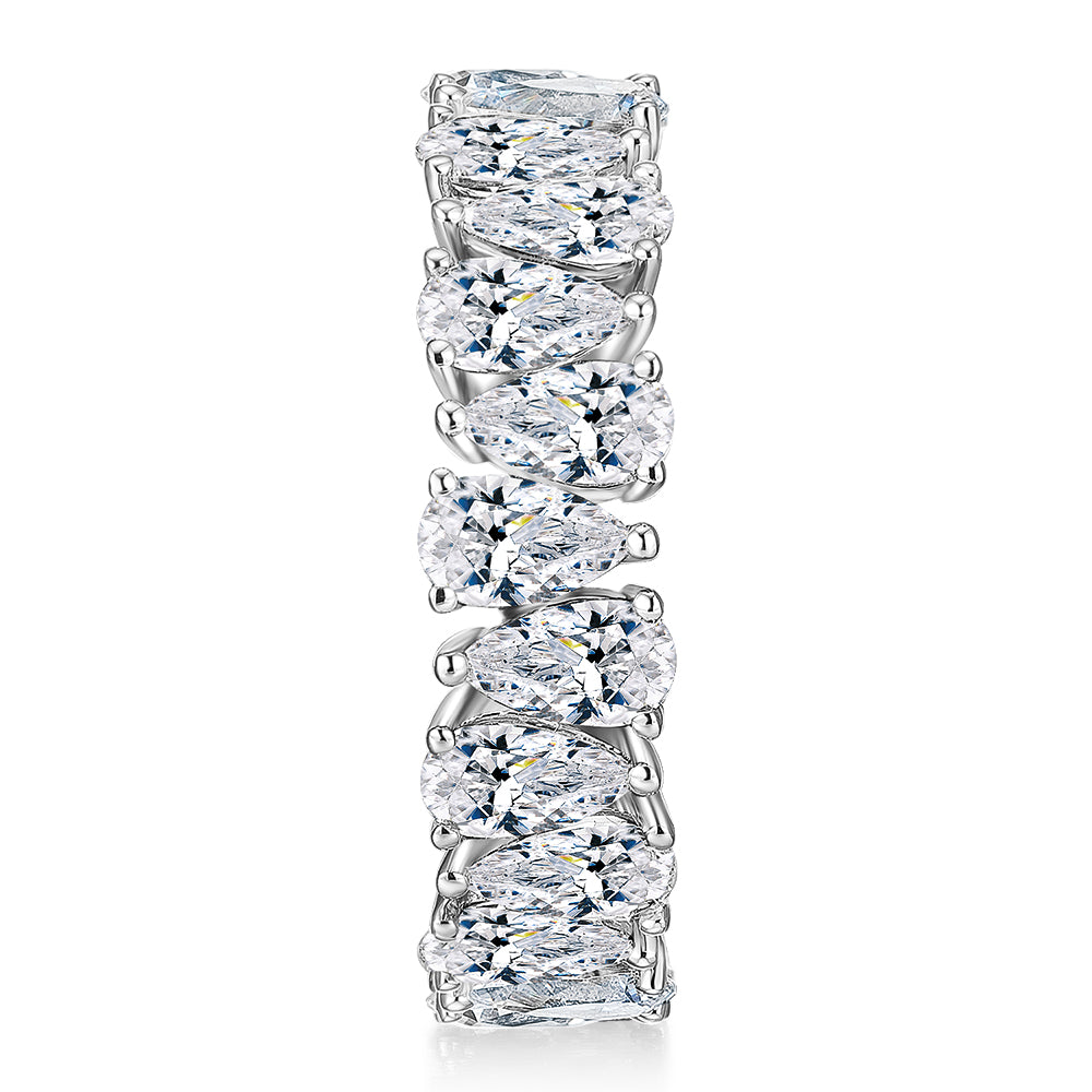 All-rounder eternity band with 6 carats* of diamond simulants in 10 carat white gold - Image 2