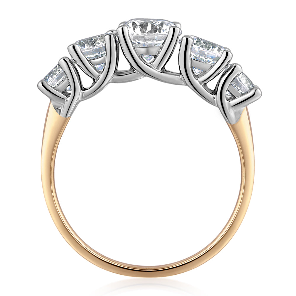 Dress ring with 2.26 carats* of diamond simulants in 10 carat yellow and white gold - Image 3