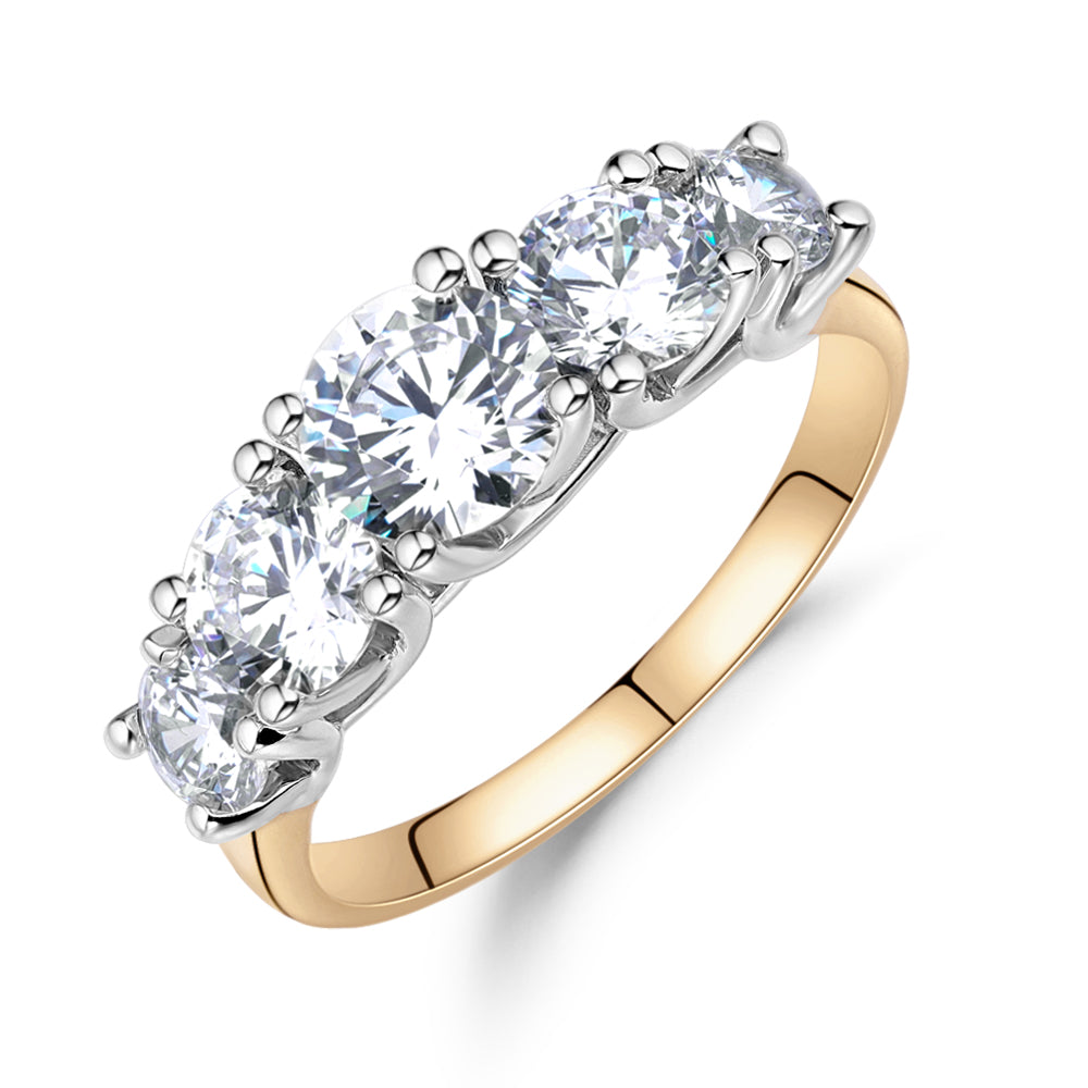 Dress ring with 2.26 carats* of diamond simulants in 10 carat yellow and white gold - Image 4